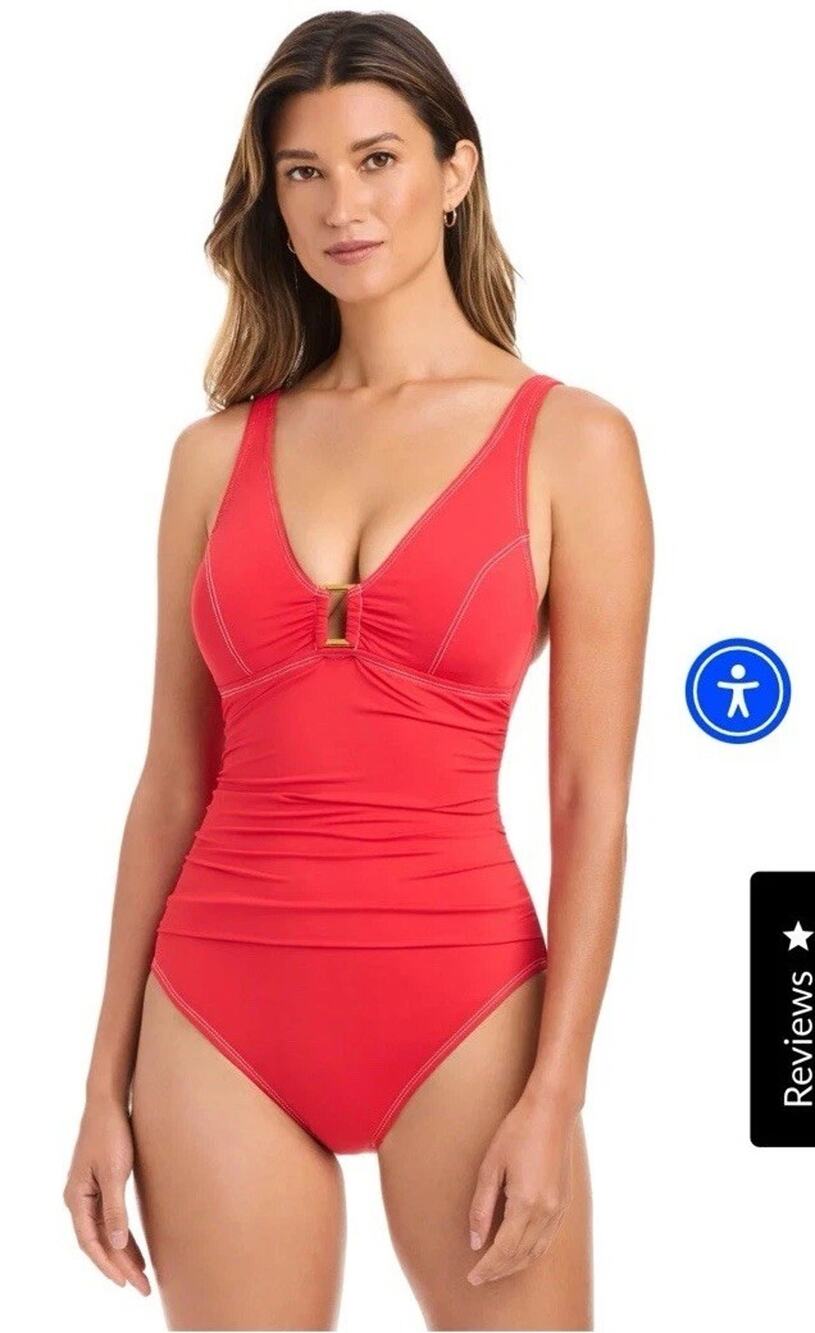 NWT Bleu Rod Beattie A Fine Line Of One Piece Swimsuit Size 12 MSRP 129